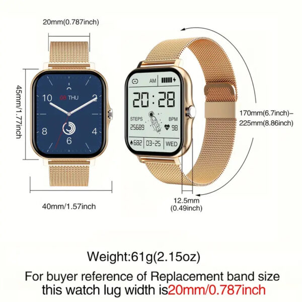 Stylish Thin Design Digital Watch, Gold Color, Compatible iOS and Android, App Controlled - Image 5