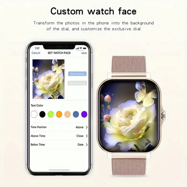 Stylish Thin Design Digital Watch, Gold Color, Compatible iOS and Android, App Controlled - Image 4