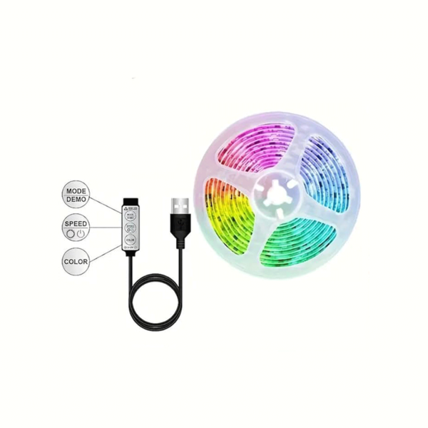 LED Strip Lights Roll RGB Flexible, 3-Key Button Control, Colour-Changing, Dimmable, Waterproof, 305 cm, for Game Room, Halloween, Christmas Decoration - Image 2