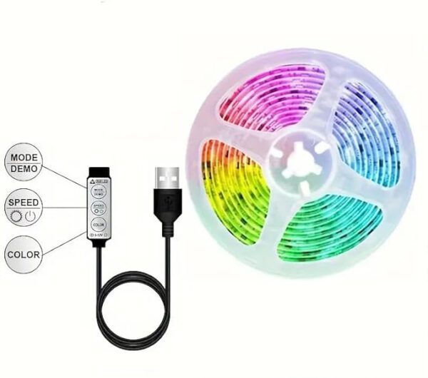 LED Strip Lights Roll RGB Flexible, 3-Key Button Control, Colour-Changing, Dimmable, Waterproof, 305 cm, for Game Room, Halloween, Christmas Decoration - Image 7