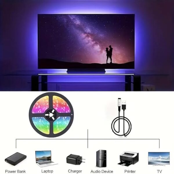 LED Strip Lights Roll RGB Flexible, 3-Key Button Control, Colour-Changing, Dimmable, Waterproof, 305 cm, for Game Room, Halloween, Christmas Decoration - Image 6