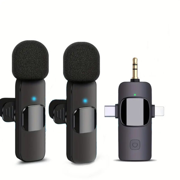 3-in-1 Pro Wireless Lavalier Microphone System, for iPhone, Android, Camera - Video Recording, Live Streaming, Vlog, Interview, Podcasting, YouTube