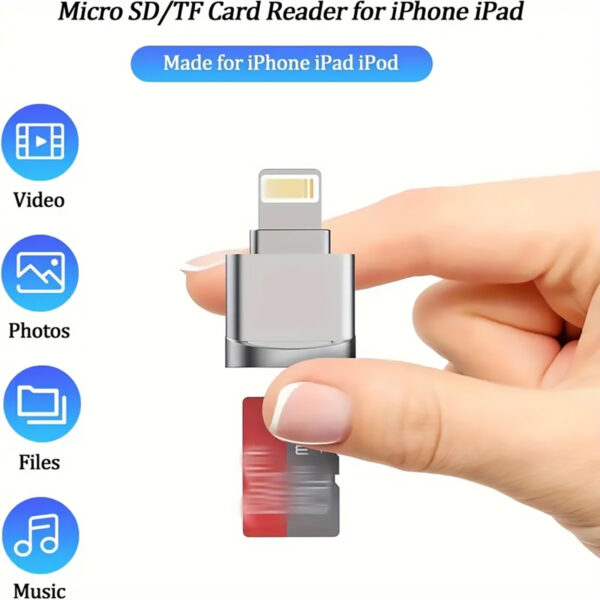 Micro SD Card Reader for iOS 13 Devices, Plug-and-Play OTG Adapter, Memory Expansion