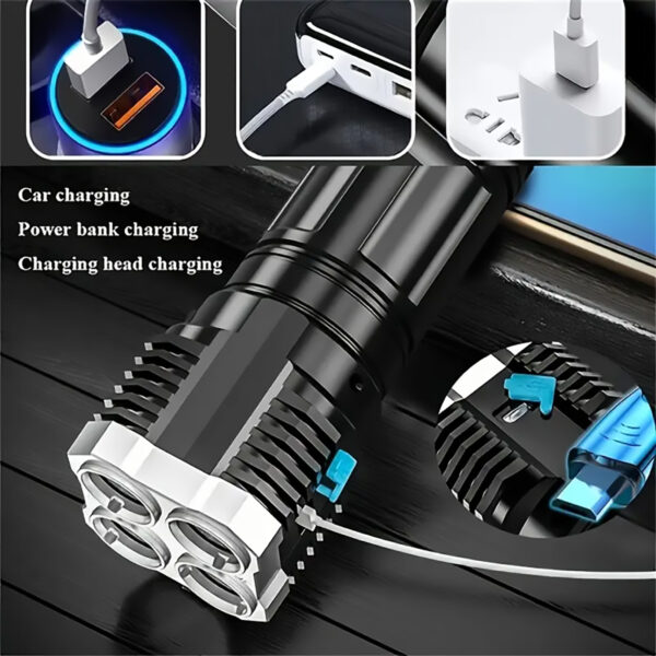 LED Flashlight With COB Side Light, 4 Modes light, ideal for outdoor activities, emergency light and more - Image 2