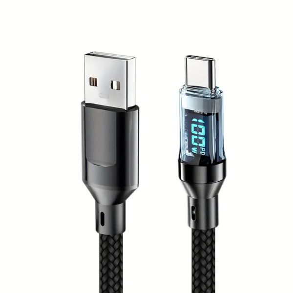 120W Super Fast Charging Cable USB Type C with LCD Display Quickly Charges Laptops, Tablets, Smartphones and Other Wearable Electronic Devices - Image 6