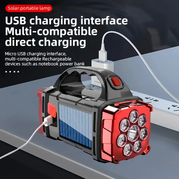 LED Solar Powered Camping Flashlight - Solar Rechargeable, Portable, Water Resistant - Image 5