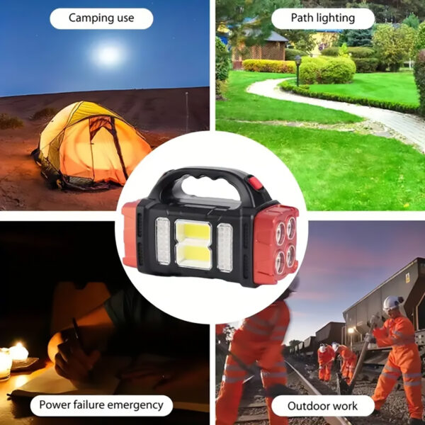 LED Solar Powered Camping Flashlight - Solar Rechargeable, Portable, Water Resistant - Image 3