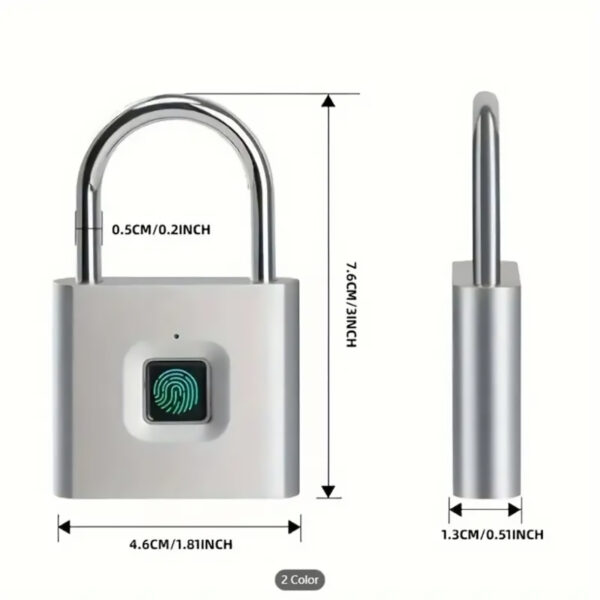 Biometric Fingerprint Smart Padlock, Keyless Rechargeable made from Metal with Anti-Theft Lock, Portable Lightweight Security Solution for Suitcases & Luggage - Image 7