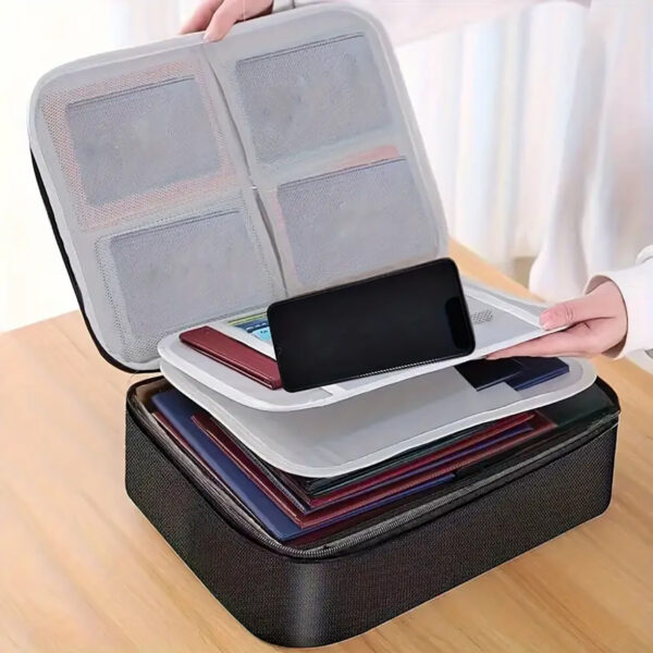 Multi-Layer File Organizer Bag With Built-in Lock, Portable, Water-Resistant, Fireproof  and Anti-Theft Design - Image 6