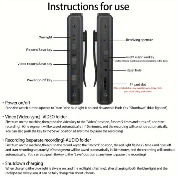 Wearable Action Camera with Night Vision, Portable, USB-Connected, Sports Cam, Outdoor Dashcam - Image 6