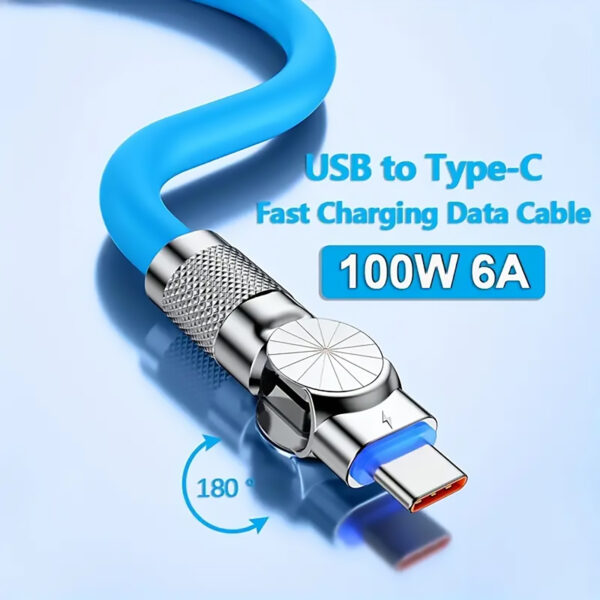 100W 6A Super Fast Charging USB-C to USB-A Cable, 2m Length, Universal Compatibility, Compatible Android and iOS devices Blue Color - Image 5