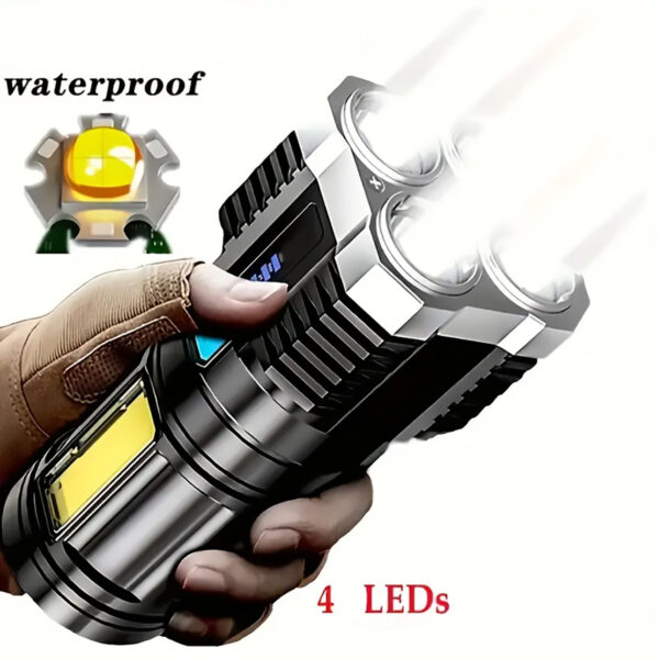 LED Flashlight With COB Side Light, 4 Modes light, ideal for outdoor activities, emergency light and more - Image 3