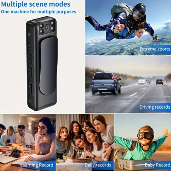 Wearable Action Camera with Night Vision, Portable, USB-Connected, Sports Cam, Outdoor Dashcam - Image 2