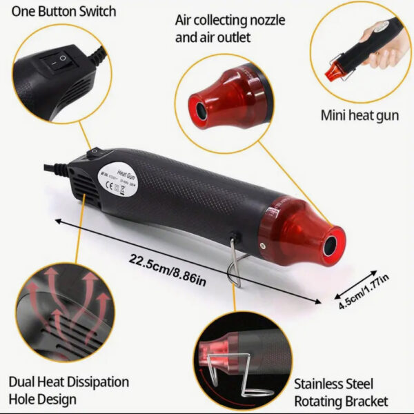 300W Hot Air Heat Gun Kit, with 860 pcs Wire Connectors, Shrink Tubing, Soldering Tool - Image 4