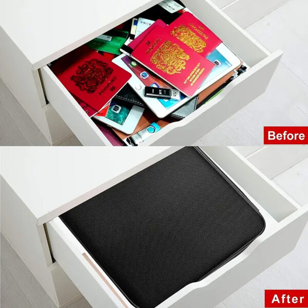 Multi-Layer File Organizer Bag With Built-in Lock, Portable, Water-Resistant, Fireproof  and Anti-Theft Design - Image 3