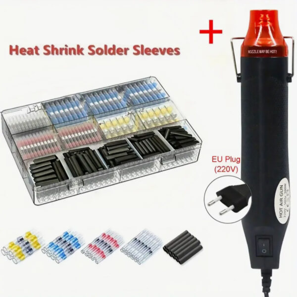 300W Hot Air Heat Gun Kit, with 860 pcs Wire Connectors, Shrink Tubing, Soldering Tool - Image 7