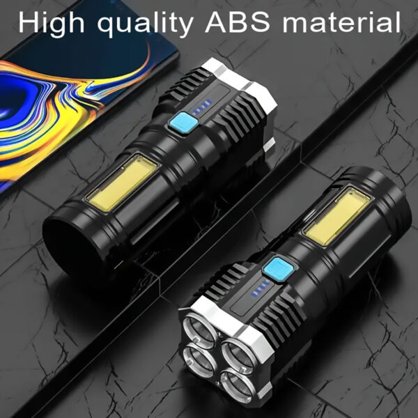 LED Flashlight With COB Side Light, 4 Modes light, ideal for outdoor activities, emergency light and more - Image 6