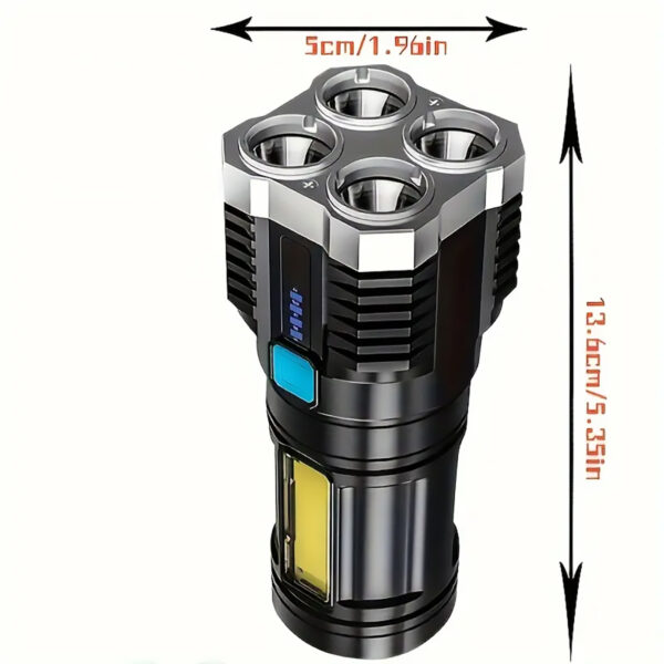 LED Flashlight With COB Side Light, 4 Modes light, ideal for outdoor activities, emergency light and more - Image 7