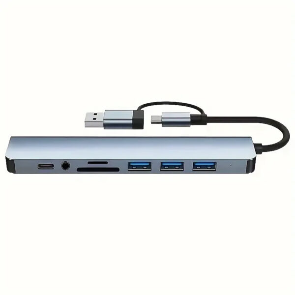 8-in-1 USB Hub, 4 USB Ports, 1 USB-C Port, TF/SD Card Reader, Audio Output, Tablet/Laptop/Mobile Phone Compatible - Image 5