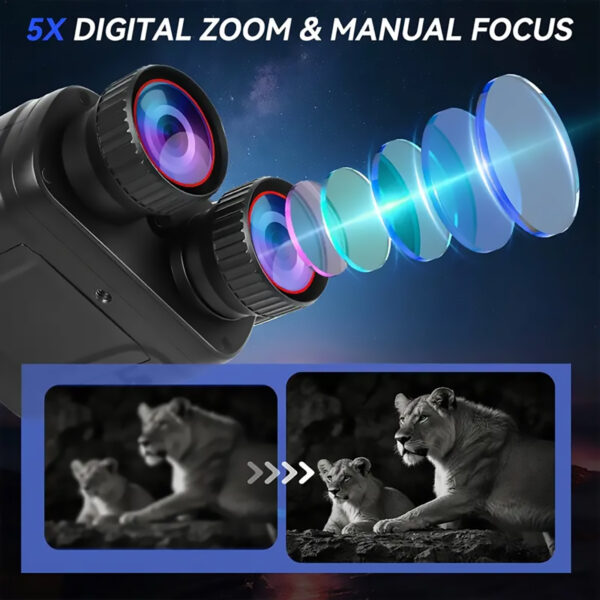 10X High-Definition Night Vision Binoculars, 25mm Objective Lens, USB Rechargeable, Infrared Binocular, 10X Zoom, 7-Level IR, Manual Focus - Image 3