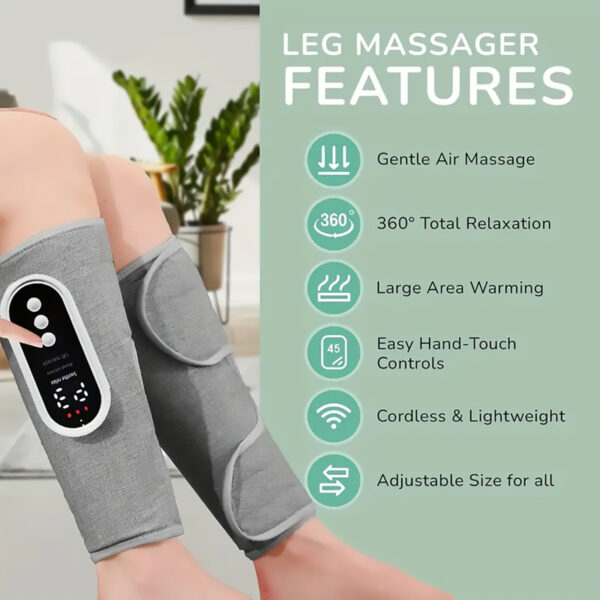 Leg Massager with Adjustable Heat, 3 Intensity Levels, 3 Heating Settings, Portable, Ideal For Muscle Relaxation - Image 2