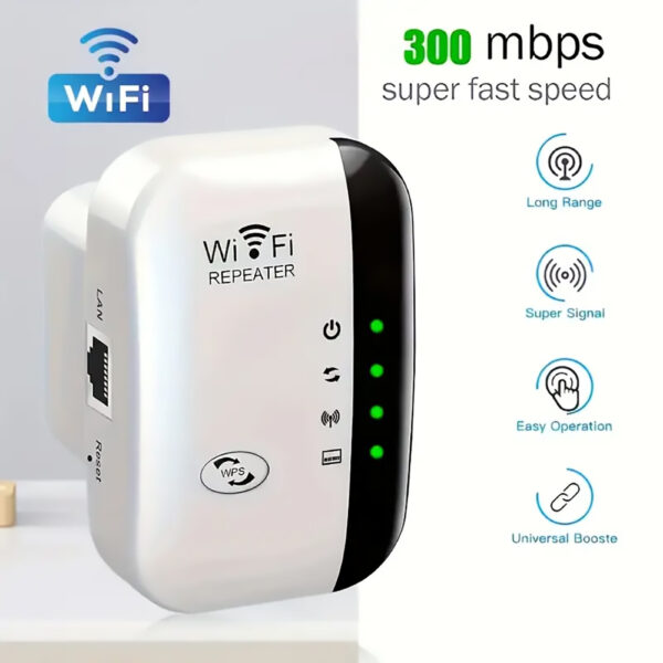 WiFi Signal Extender, 300 Mbps, 35 Device Support, Ethernet Port, One-Tap Setup - Image 4