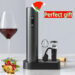 Electric Wine Opener Set, 5-in-1, Automatic Bottle Opener with Foil Cutter, Pourer, Preserver, Storage Base