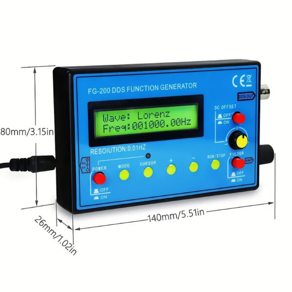 DDS Signal Generator & Frequency Counter, 0.01Hz-500KHz Range, USB Powered, FG-200