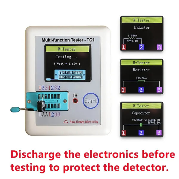 Digital Transistor Tester, 1.8" LCD Display, Multi-meter for Diode, Capacitor, Resistor, MOSFET, NPN PNP - Image 7