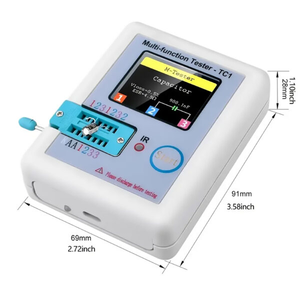 Digital Transistor Tester, 1.8" LCD Display, Multi-meter for Diode, Capacitor, Resistor, MOSFET, NPN PNP - Image 4